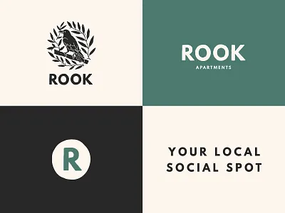 Rook Apartments - Branding, Identity & Website apartment logo apartment website branding crow illustration crow logo hand illustrated hand illustrated logo identity logo logo design pnw property property management rook rook illustration rook logo tacoma tacoma brewery washington website design