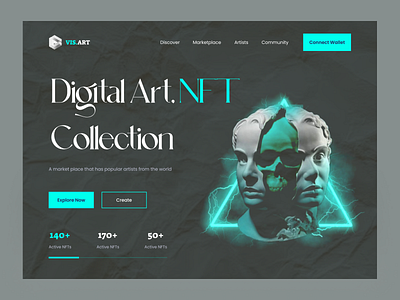 NFT Marketplace Website blockchain color cryptoart design gradient idea hut illustration landing page marketplace nft nftart nfts platform sylgraph token ui ui ux web webdesign website design