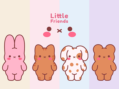 Little Friends animals bear bunny cat character character design cute animals cute character cute illustration design dog funny illustration