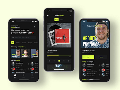 Tembang - Music & Podcast mobile app album app clean dark design flat media minimalism mobile mobile app music music app podcast song spotify streaming ui ux