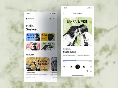 Podcast Mobile App - Light Theme clean ui dashboard app dashboard ui design illustration logo ui ui design uidesign uiuxdesign