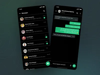 Holeswing - Message and Chat (Dark Mode) friend messages ui kit