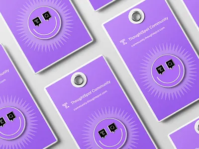 Community Pin badge branding conference data design digital illustration enamel pin happy illustration logo mockup pin search smile smiley swag thoughtspot vector