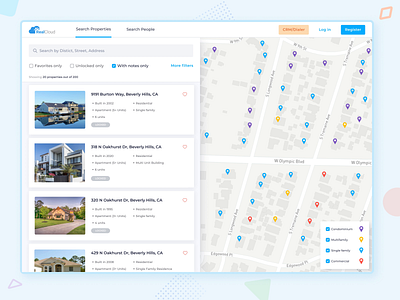 Web system | RealCloud animation app design home house interface location map platform real estate search ui ux