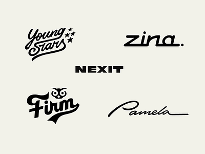 5 logos for sale american branding buylogo calligraphy custom firm flow forsale free freelogo handmade lettering logo logotype premium retro script unique youngstars
