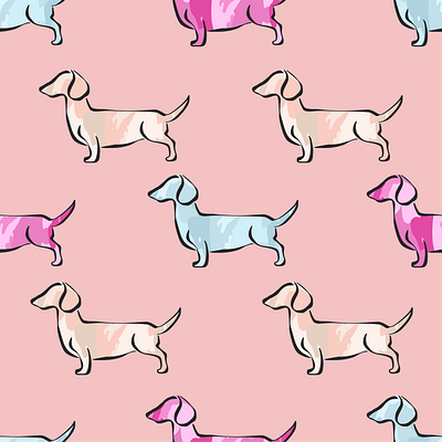 Pastel Dog Pattern dog illustation pastel pastel color pattern seeamless vector