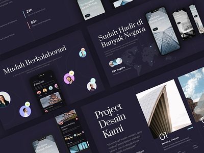 Architectural Pitchdeck Dark Theme android app architect architecture branding building corporate elegant ios landing page minimal modern pitchdeck website