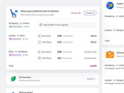 Booking Flight: Ancillary🏷 airline booking components concept design design system library ui