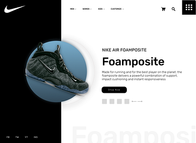 Nike shoe store Landing page graphic design landing page