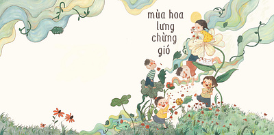 Mùa hoa lưng chừng gió - Children Book Cover illustration