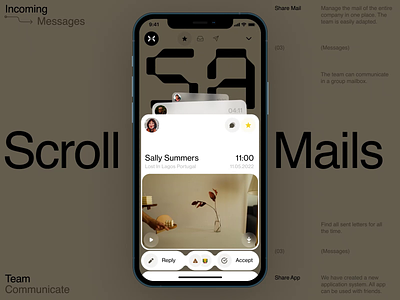 Mail App animation fashion interface ios ios 16 iphone iphone 14 mail minimal motion graphics slide social typography ui ux video