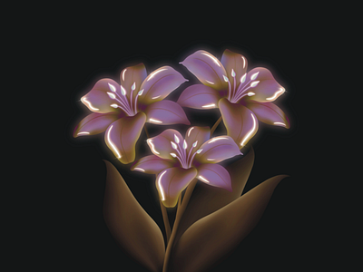 Lilies bloom botany digitalillustration flowers gradient gradients illustration leaf lilies plants procreate procreateart