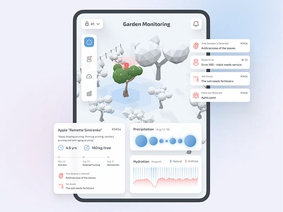 Smart Farm - tablet app for orchard automatisation ai alerts automation farm garden gardener internetofthings iot light smart tablet app ui ux