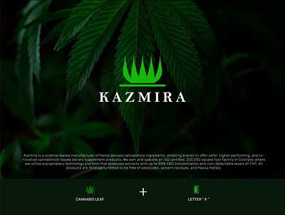 KAZIMIRA || CBD || Cannabis Logo Branding brand identity branding cannabis cannabis logo cbd cbd logo cbd logo designj creative logo design design graphics design kazmira logo logo design minimal logo minimal logo design natural logo