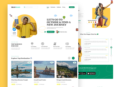 Travelgo web design adventure agency booking app destination explore flight app homepage hotel app landing page travel travel agency travel app travel booking travel landing page travelling trip uiux vacation web design website