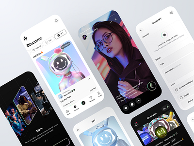 NFT & Social App app design boro team clean design concept crypto social full screen hyprr interface ios minimal minting nft onboarding post product profile social app ui ux