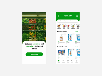 Grocery Delivery App Design app branding dailyui design graphic design illustration logo ui ux vector