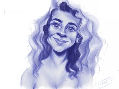Self portrait blue character design digital art face human illustration line minimal pen portrait procreate profile woman