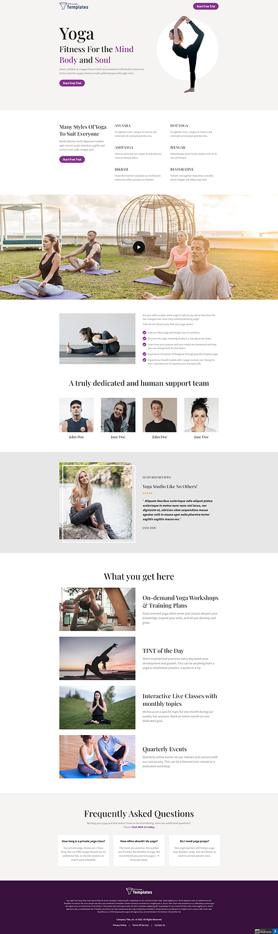 Yoga branding fit healthy illustration sales funnel sales lead ui website design website template