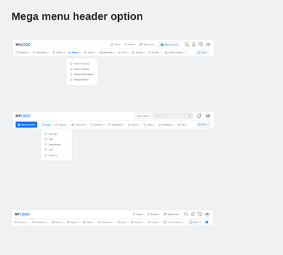 Header Mega Menu Option design ui ux