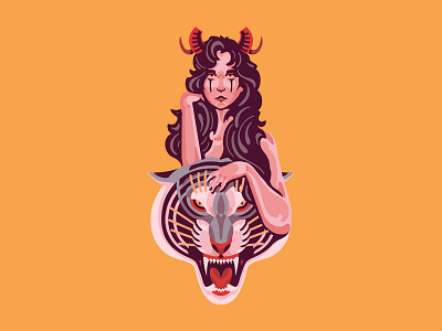 Lady Macma design flash icon illustration logo tattoo tiger