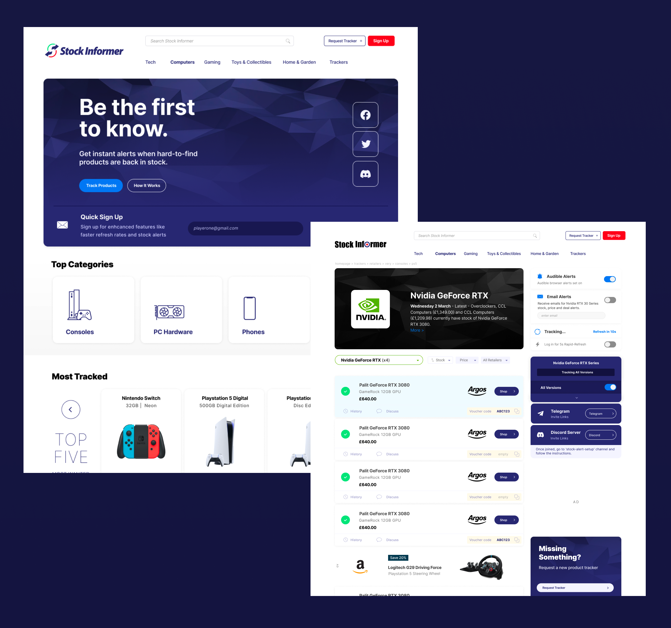 Stock Informer site by Sam Klein on Dribbble