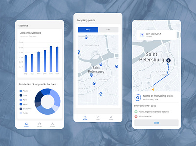 Ecomobile (application for those who sort waste) app courier call design diagram ecology ecology app mobile app mobile design product design recycling ui ui design ux