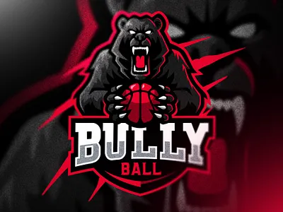 BULLY BALL aggressive bear bold branding cool design esports gaming logo illustration logo mascot vector