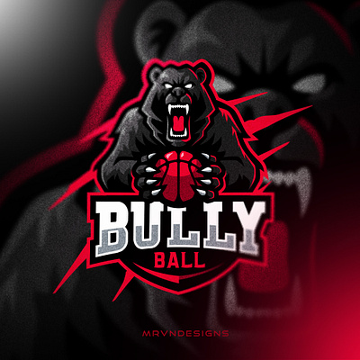 BULLY BALL aggressive bear bold branding cool design esports gaming logo illustration logo mascot vector