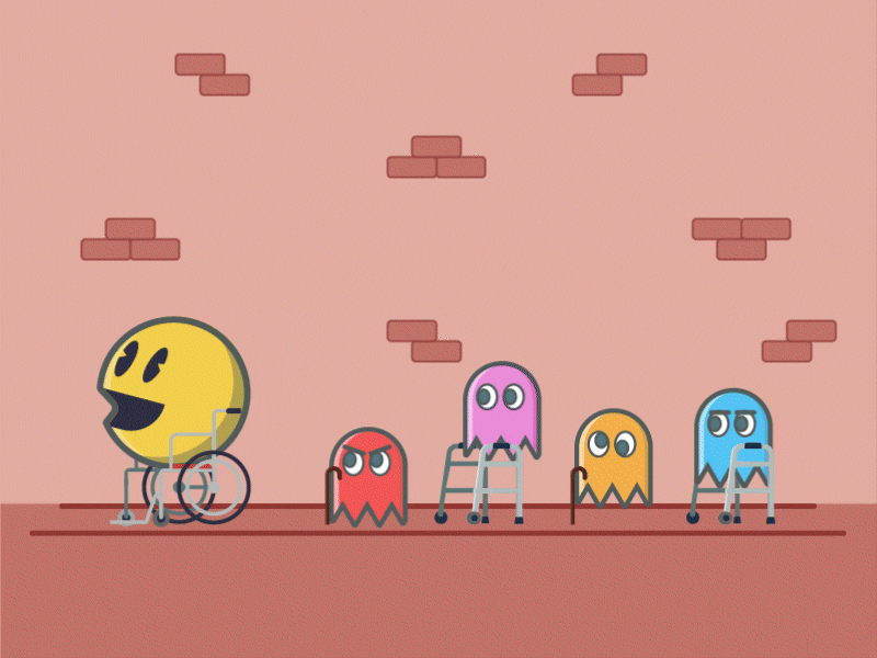 Old Pac Man animation flat design illustration motion design motion graphics pac man