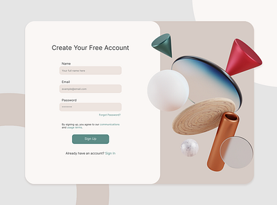 Website Sign Up UI/UX design concept 001 3d dailyui ui ux