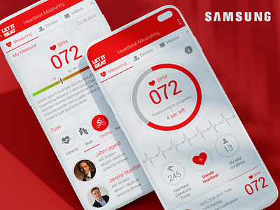 Let It Beat Samsung Heartbeat Mobile App design android app design health app heart beat heartbeat measuring mihael.net mobile responsive ui