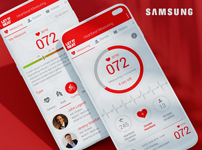 Let It Beat Samsung Heartbeat Mobile App design android app design health app heart beat heartbeat measuring mihael.net mobile responsive ui