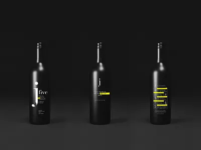 j-five (winter) black graphic design j logo design package product design wine bottle wine label yellow