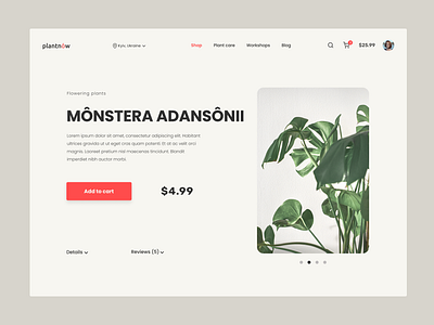 DailyUI #012. E-Commerce Shop app clean dailyui dailyui12 design e commerce e shop graphic design landing logo plant plants shop shopping app shopping web site ui ui design web design web store