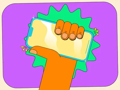 Mãozinha + celular celular colorful colorido dedos design fingers flat hand hands illustration illustrator mão mãos phone textura texture vector