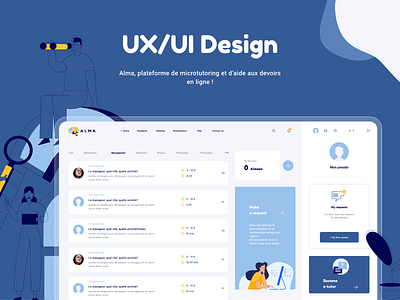 Alma - Microtutoring App Design UX/UI b2b branding charte design devoirs direction artistique illustration learning marketplace microtutoring plateforme questions students tuteurs ui university ux uxui web app design website