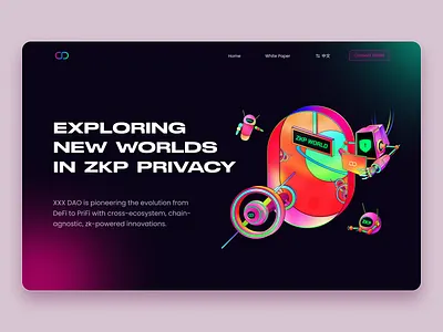 Exploring New Worlds : ZKP World blockchain dao graphic design illustration meta metaverse privacy world zkp