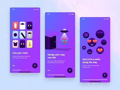 WIP - Onboarding screens app design galaxy graphic design illustration illustrations mobile onboarding saucer space ui ux walkthrough