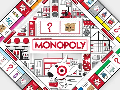 Monopoly: Target Edition board games flat vector game board game design illustration minimal monopoly target