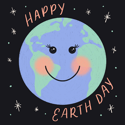 Happy Earth Day! earth globe hand lettering illustration lettering outer space planet space