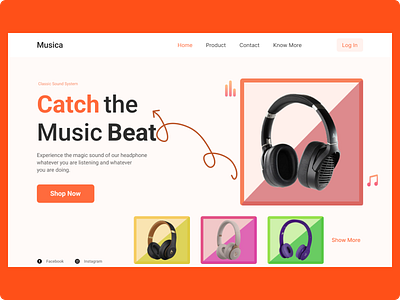 Headphone Header Design - Web Design app design branding colors dribbble dribbble deisgn dribbble shot graphic deisgn header design header web design headphone header design headphone web design icons ui uiux user experience user interface design ux visual design web design websites design