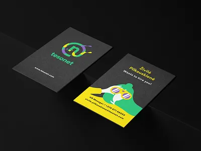 Illustrated business cards for Tesonet business card design graphic design identity illustration illustrator recruiters recuting tesonet vector