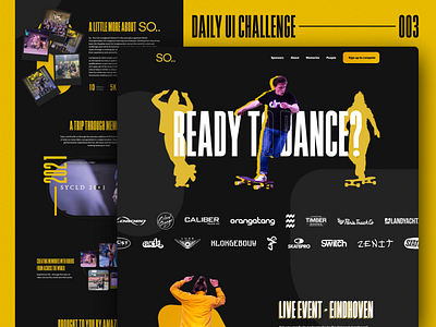 SO.. website redesign | Daily UI Challenge 003 (Landing page) brands dailyui dancing design event graphic design landing longboard longboarding skate soyoucanlongboarddance sports ui website