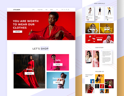 STYLISHOP - Fashion E-commerce landing page bussiness clothes color design ecommerce fashion modern onlinestore shop store ui ux