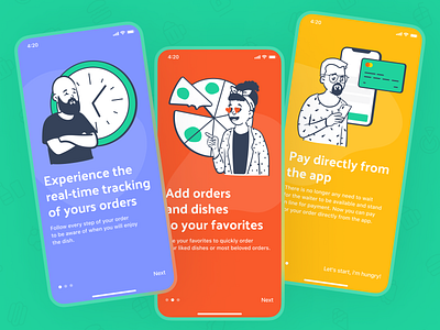 Food Ordering App — Onboarding app design figma food illustration meal mobile order restaurant ui ux