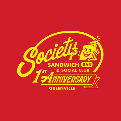 Society Anniversary bar food illustration lettering sandwich