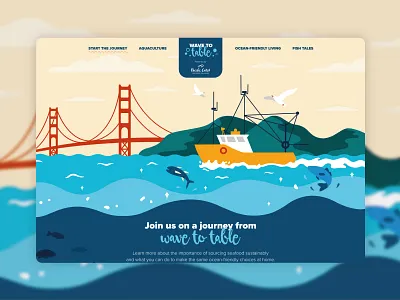 Wave To Table animation clean design earth day educational flat graphic design illustration microsite ocean sea website