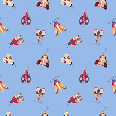 Moths art butterfly design flight graphic design illustration illustrations illustrator insects moths nature pattern seamless pattern sky summer