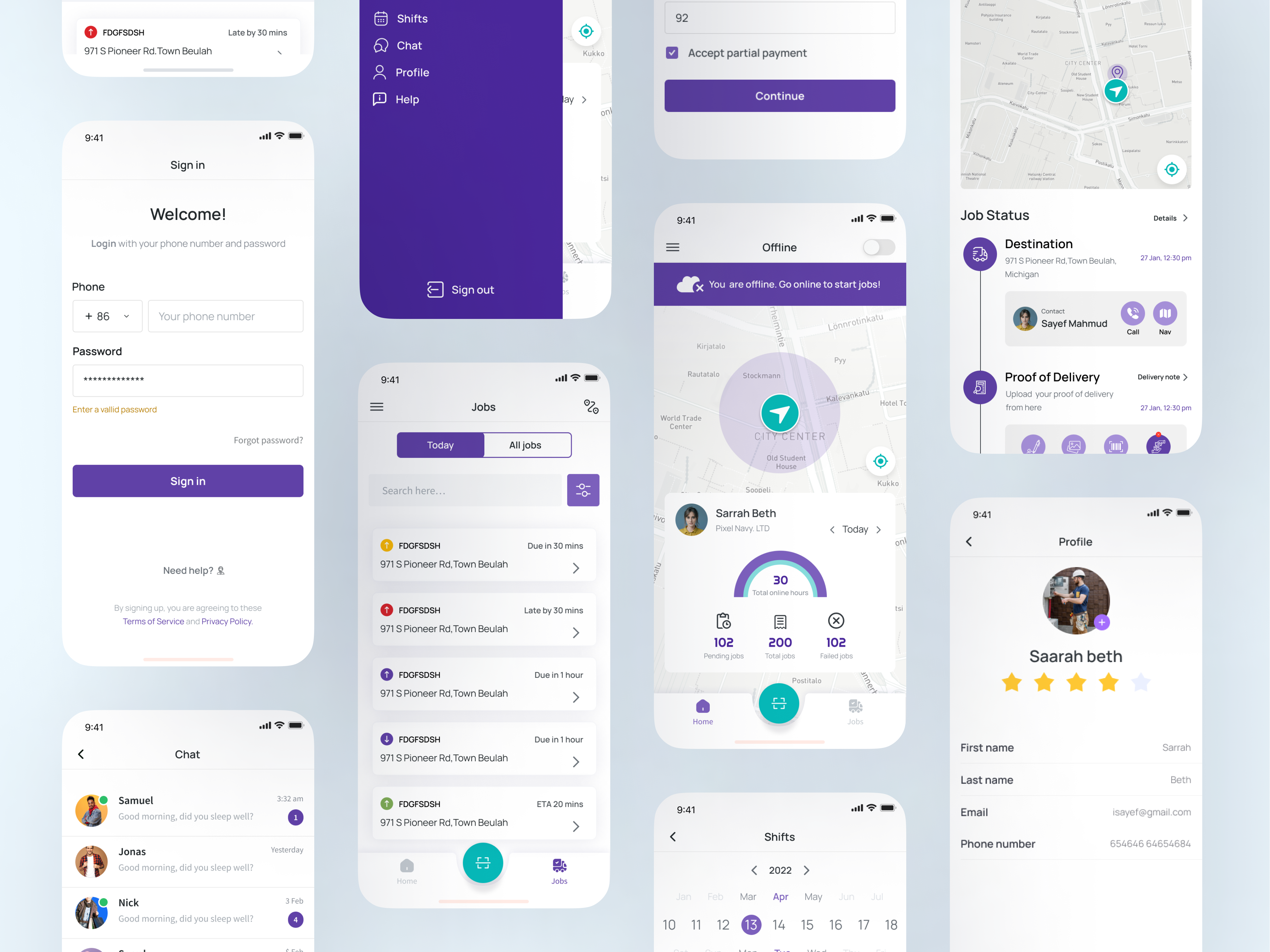 Example of Dispatch9 mobile app